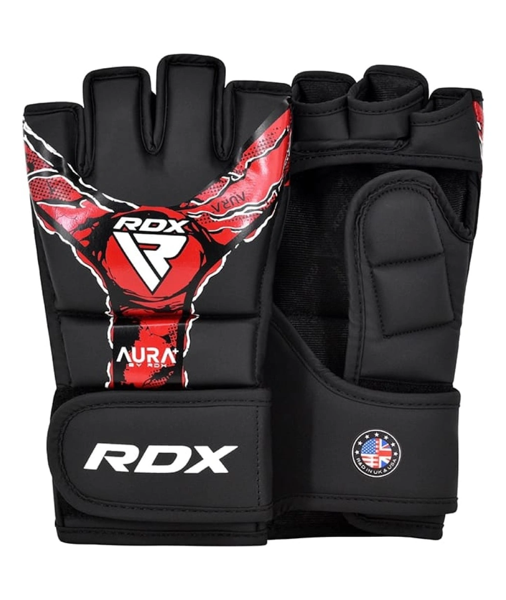Рукавиці для ММА RDX GRAPPLING GLOVES NEW AURA F17 - black, red GGR-F17BR