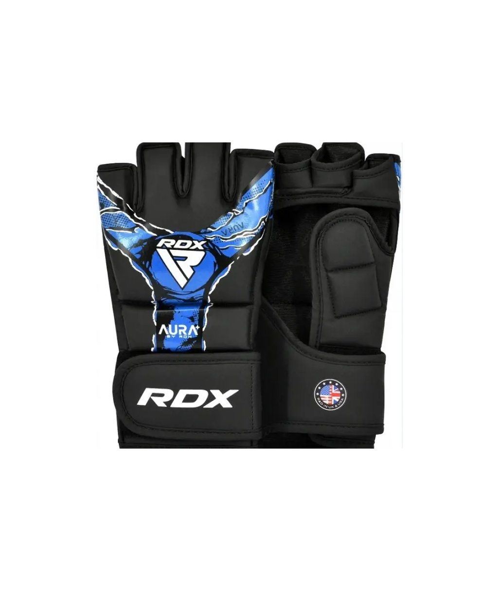 Рукавиці для ММА RDX GRAPPLING GLOVES NEW AURA F17 - black, blue GGR-F17BU