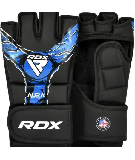 Рукавиці для ММА RDX GRAPPLING GLOVES NEW AURA F17 - black, blue GGR-F17BU