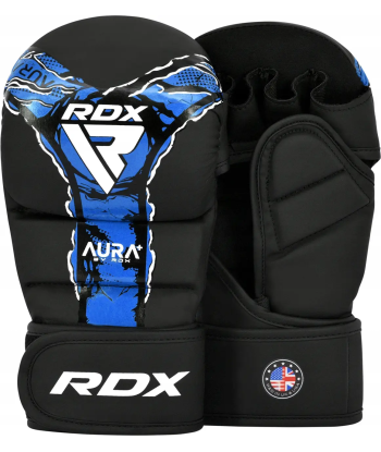 Рукавиці для MMA RDX Grappling Gloves Shooter Aura F17 Black/Blue GSR-F17BU