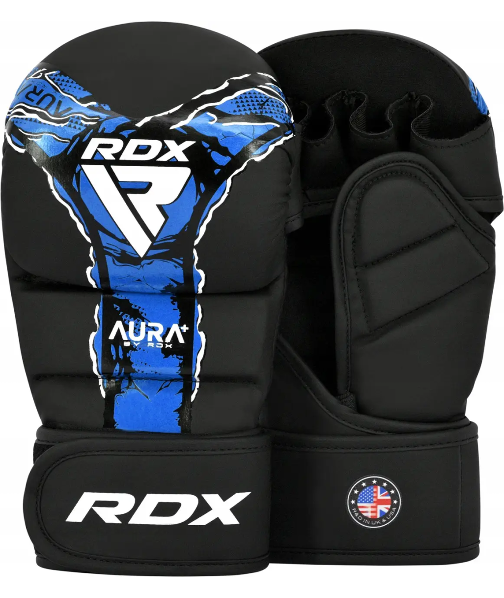 Перчатки для MMA RDX Grappling Gloves Shooter Aura F17 Black/Blue GSR-F17BU