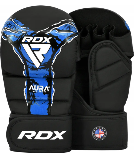 Перчатки для MMA RDX Grappling Gloves Shooter Aura F17 Black/Blue GSR-F17BU