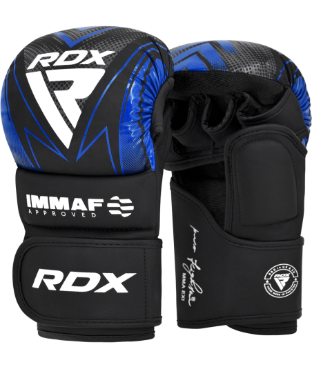 Рукавиці для MMA RDX IMMAF Approved Shooter Grappling Gloves Black/Blue GSR-IMF-1U