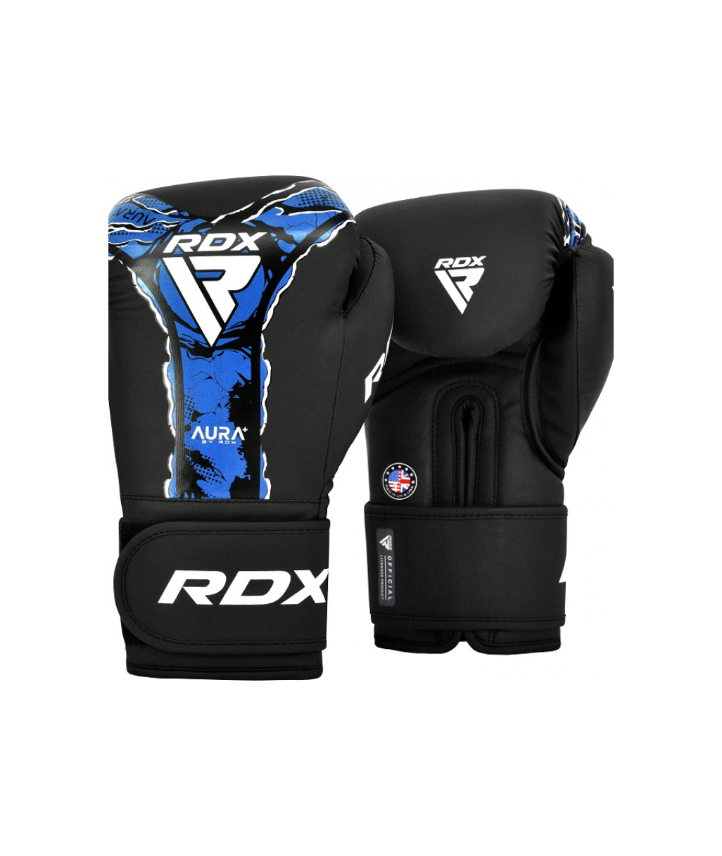 Боксерские перчатки RDX F17 Aura Plus Boxing Gloves Black/Blue BGR-F17BU