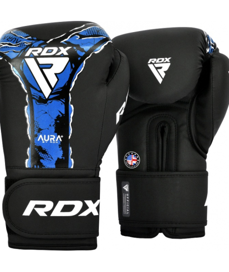 Боксерские перчатки RDX F17 Aura Plus Boxing Gloves Black/Blue BGR-F17BU