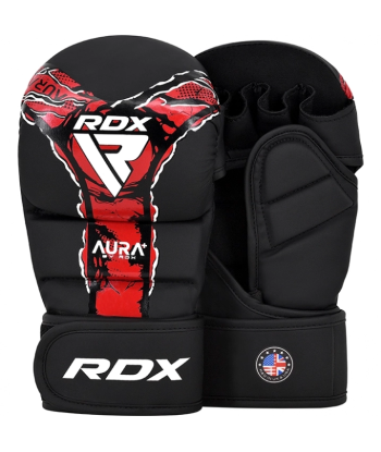 Рукавиці для MMA RDX Grappling Gloves Shooter Aura F17 Black/Red GSR-F17BR