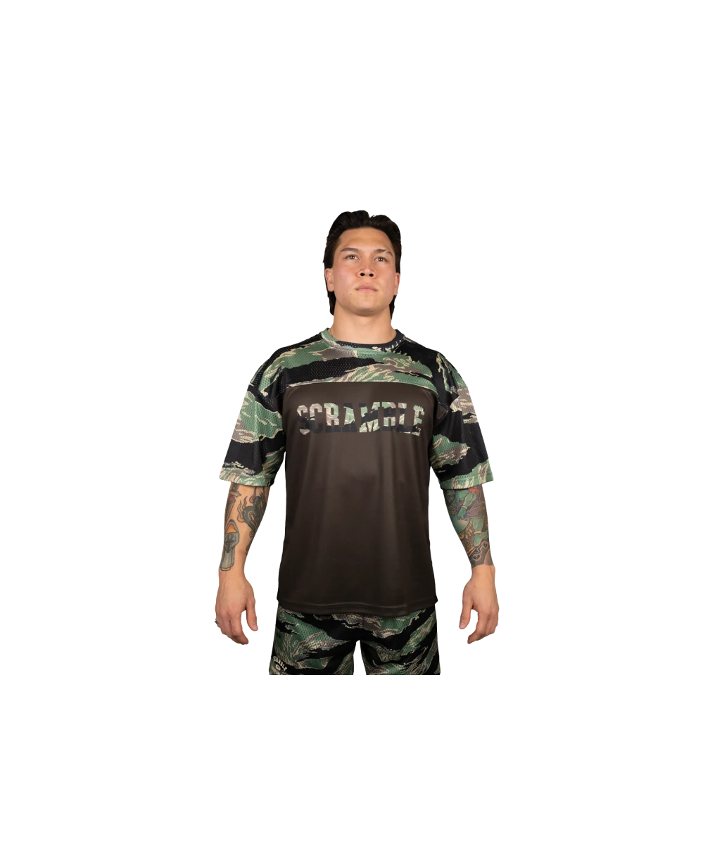 Футболка SCRAMBLE Mesh Hybrid Grappling Top - Tiger Camo MSHGRPTOPTIGR