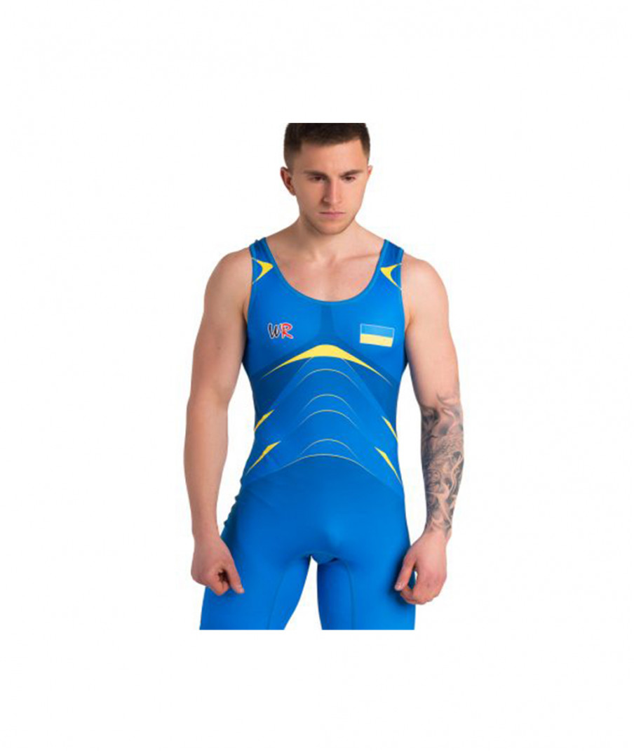 Борцовское Трико Мужское WR UWW UKR  Blue синее